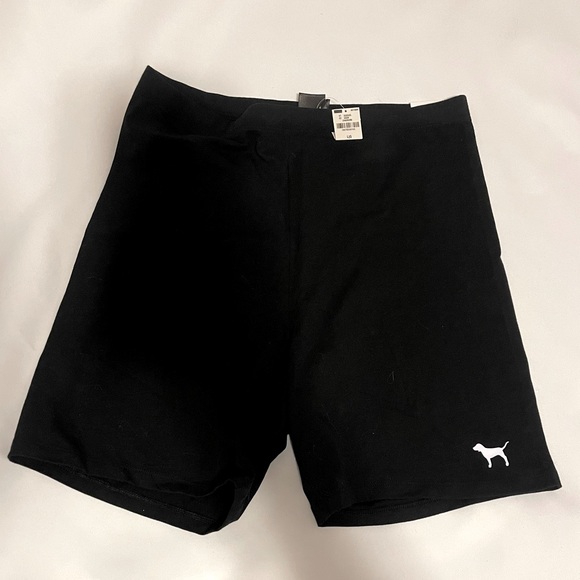 PINK Victoria's Secret Pants - PINK Victoria Secret: PINK High Waist Bike Shorts - LG Blk w/white dog logo NWT